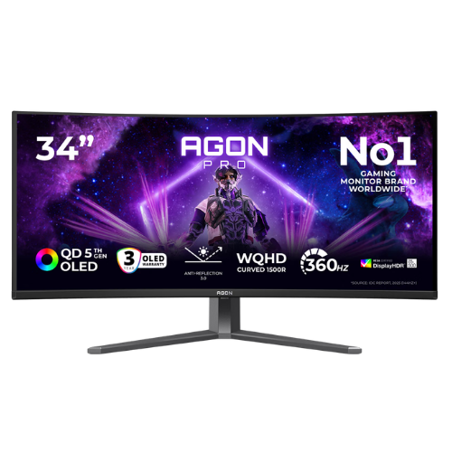 AOC AGON PRO AGP346UCSD 34” WQHD 360Hz Curved QD-OLED Gaming Monitor
