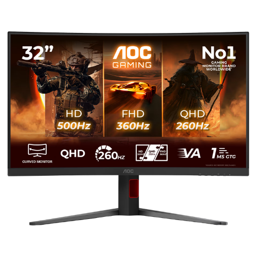 AOC CURVED FRAMELESS GAMING LED 31.5" CQ32G4Z 260Hz (QHD) / 360Hz (FHD) / 500Hz (HD)